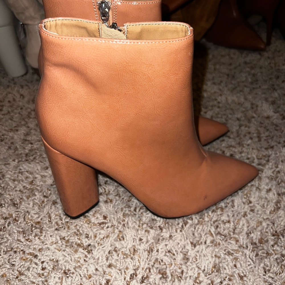 Qupid Tan Heeled Ankle Boots - Never worn